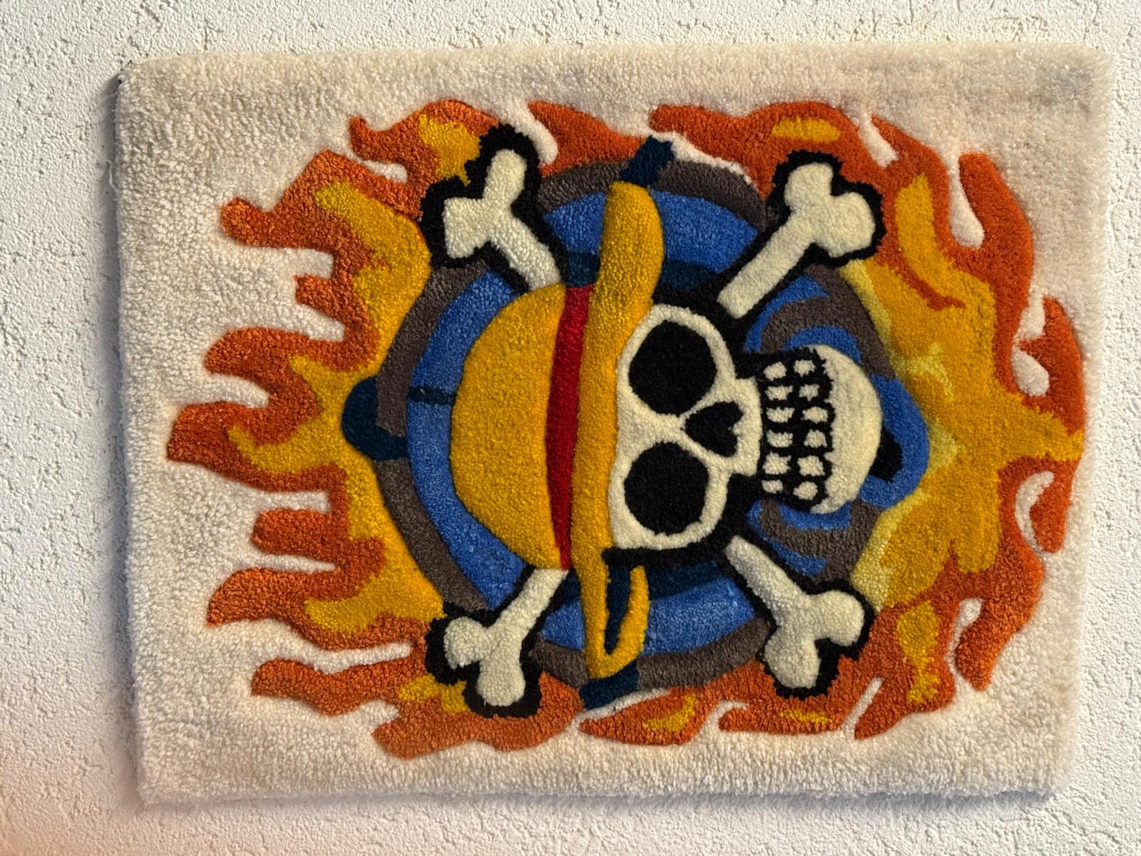 Tapis mural tufté au motif de pirate flamboyant